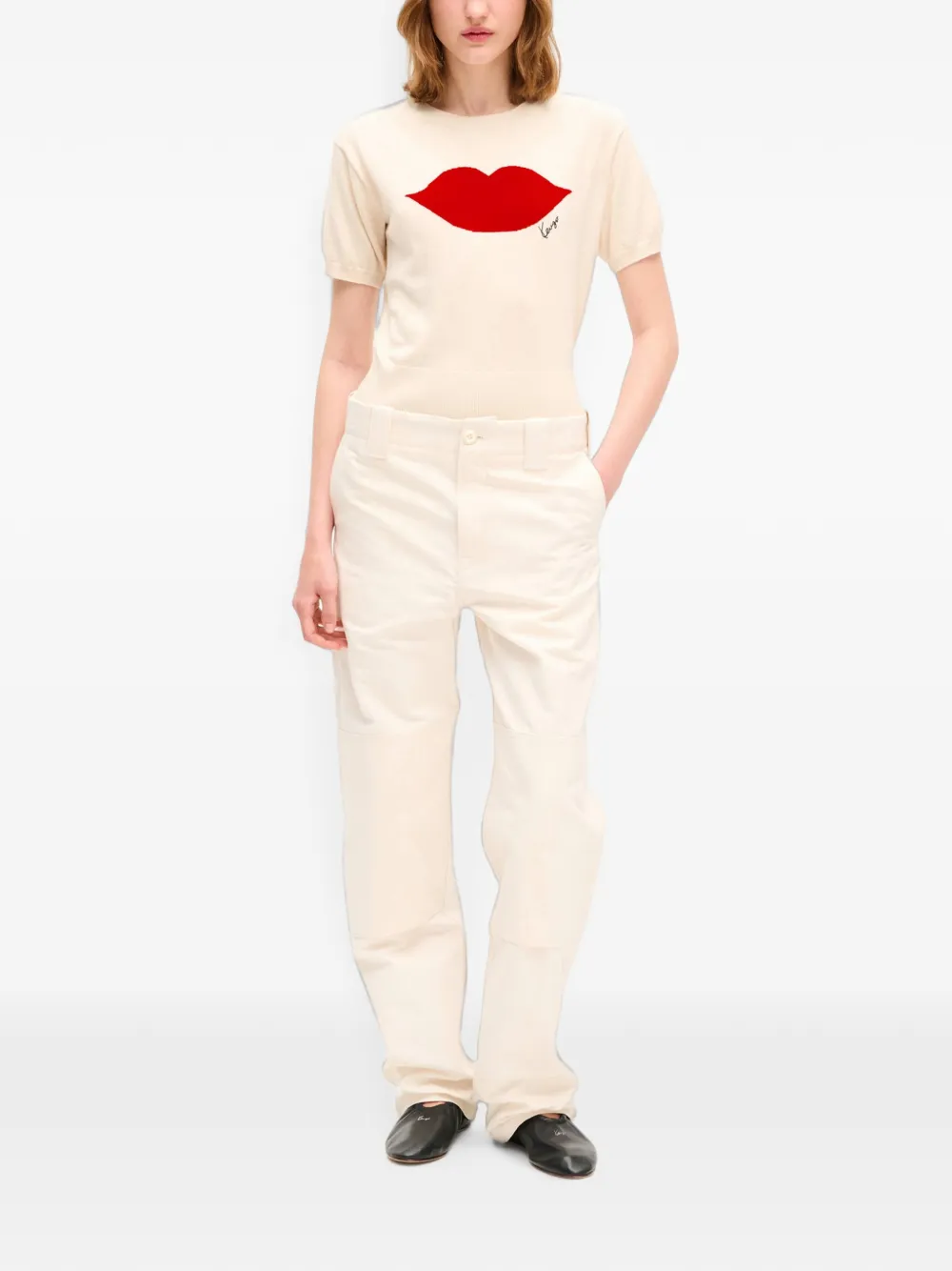 Kenzo Loves intarsia gebreid T-shirt met korte mouwen Wit