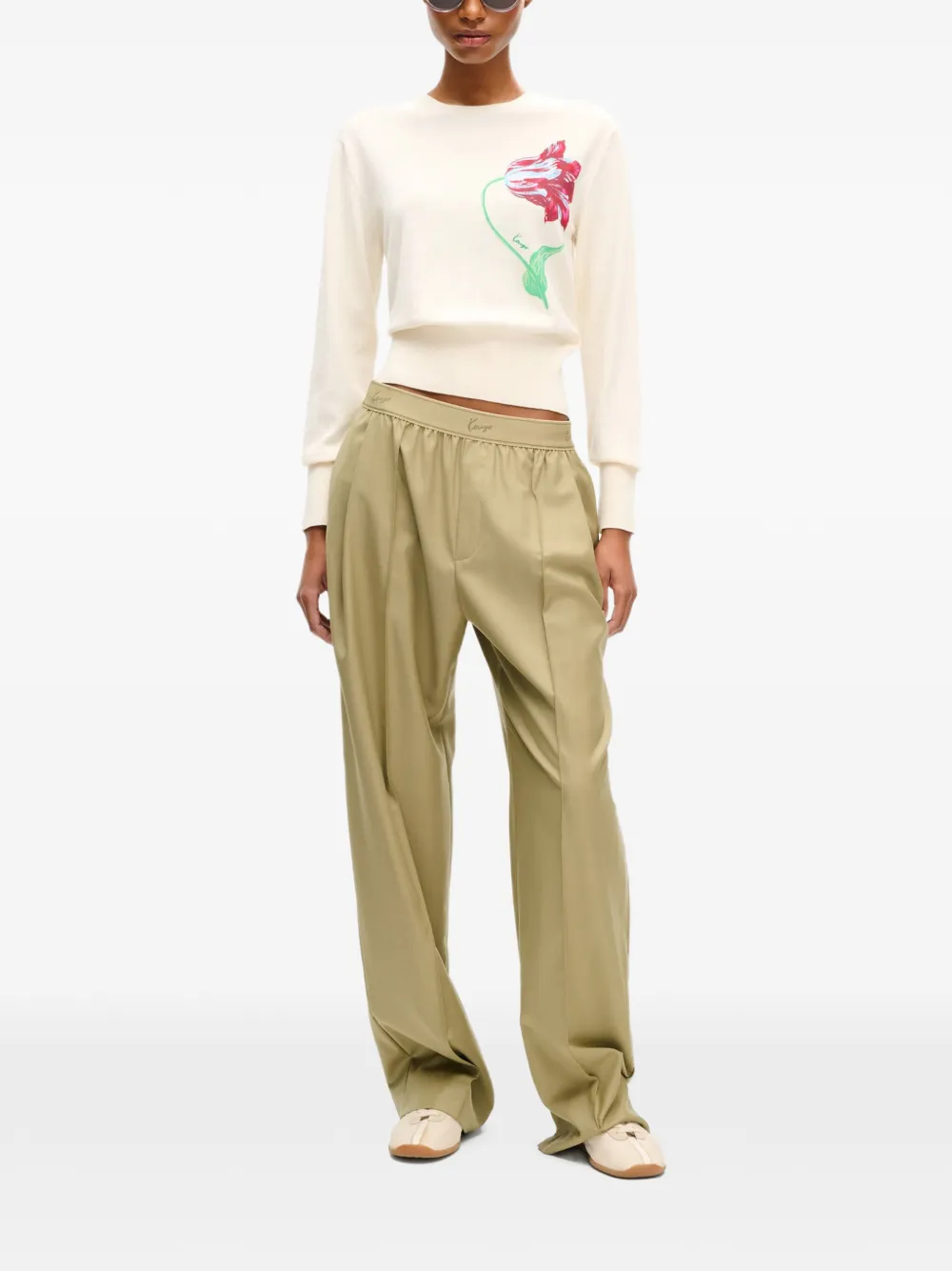 Kenzo Trui met bloemen intarsia Beige