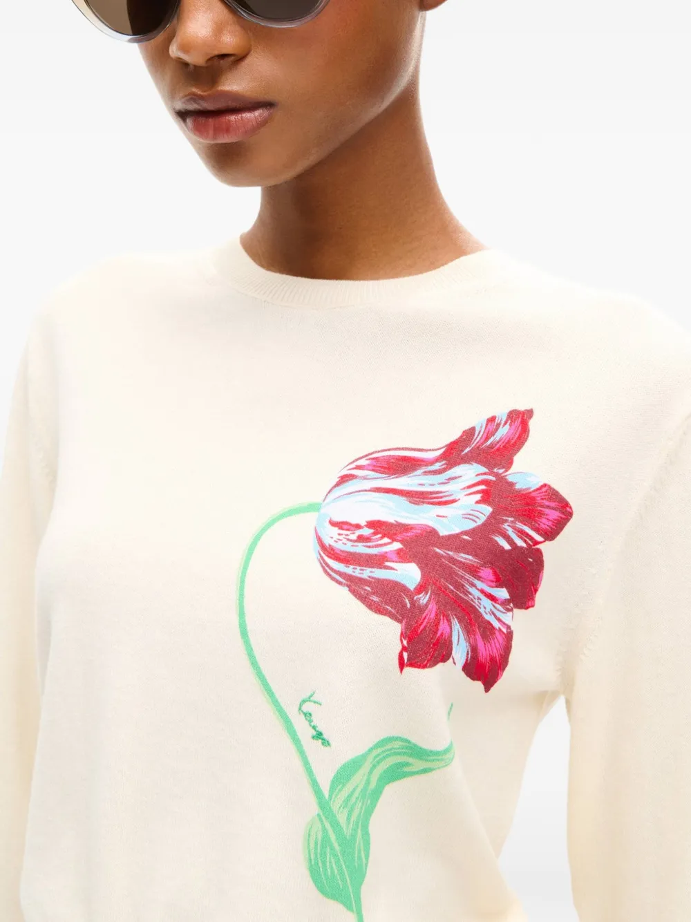 Kenzo Trui met bloemen intarsia Beige