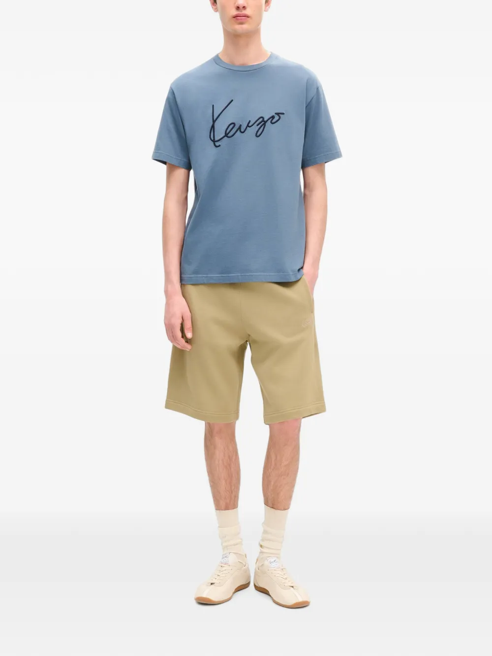 Kenzo Signature katoenen-trainingsshorts met borduurwerk Groen