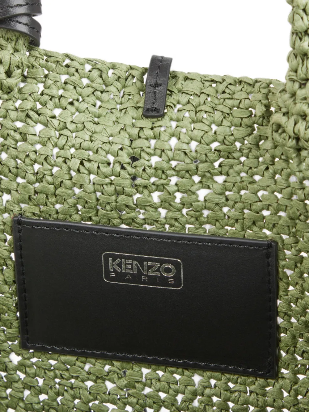 Kenzo Basket kleine raffia shopper met borduurwerk Groen