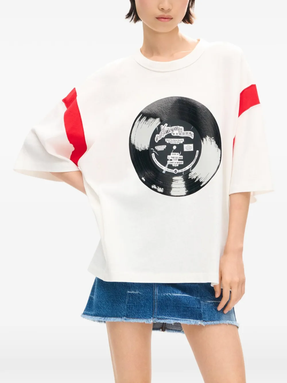 Kenzo Sounds T-shirt met vinyl patroon Wit