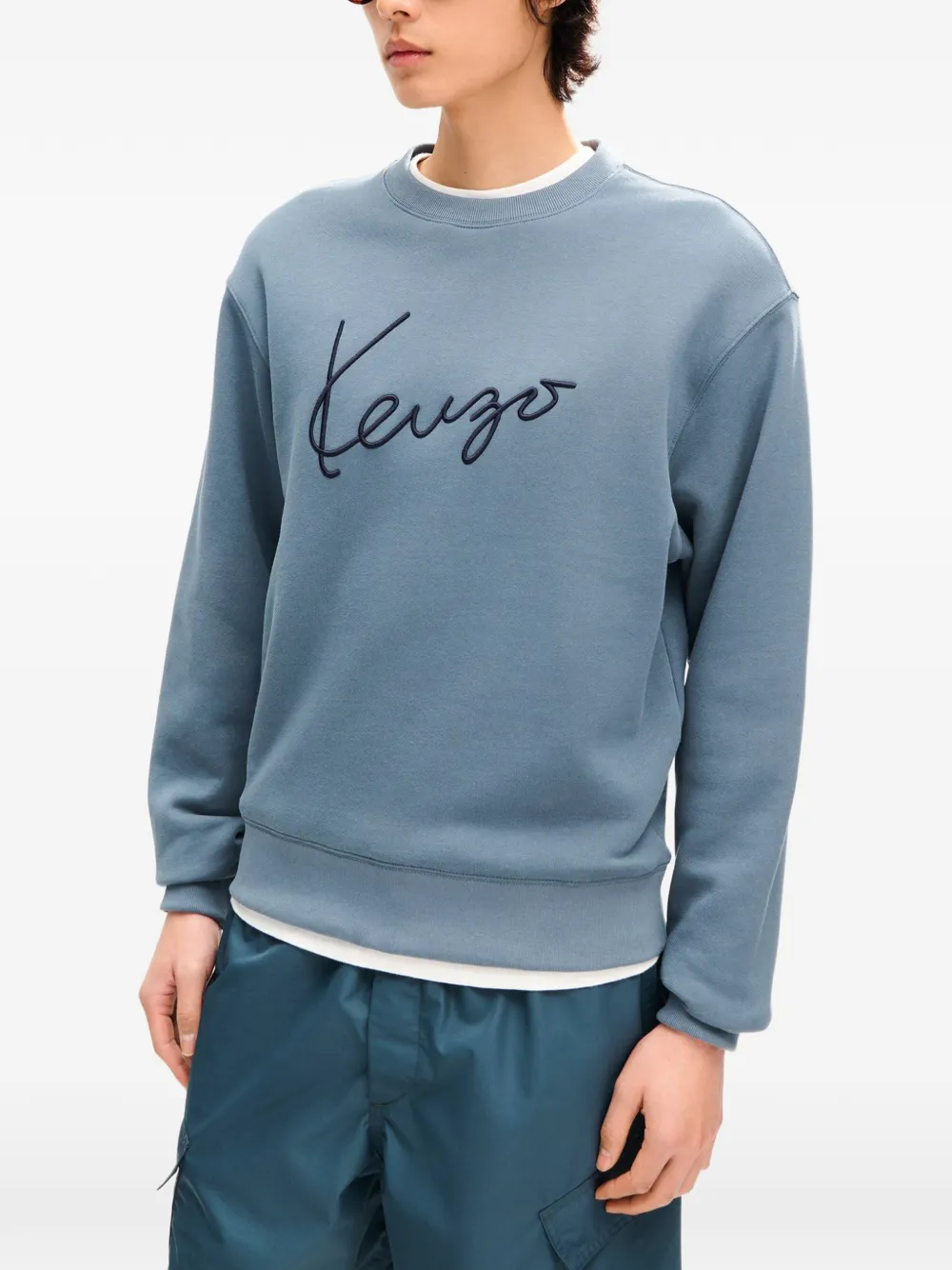 Kenzo Katoenen sweater met borduurwerk Blauw