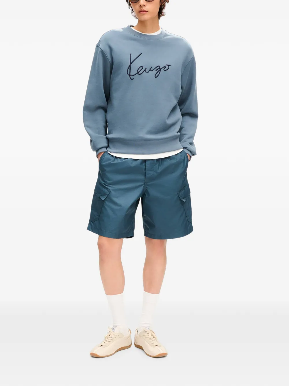 Kenzo Katoenen sweater met borduurwerk Blauw