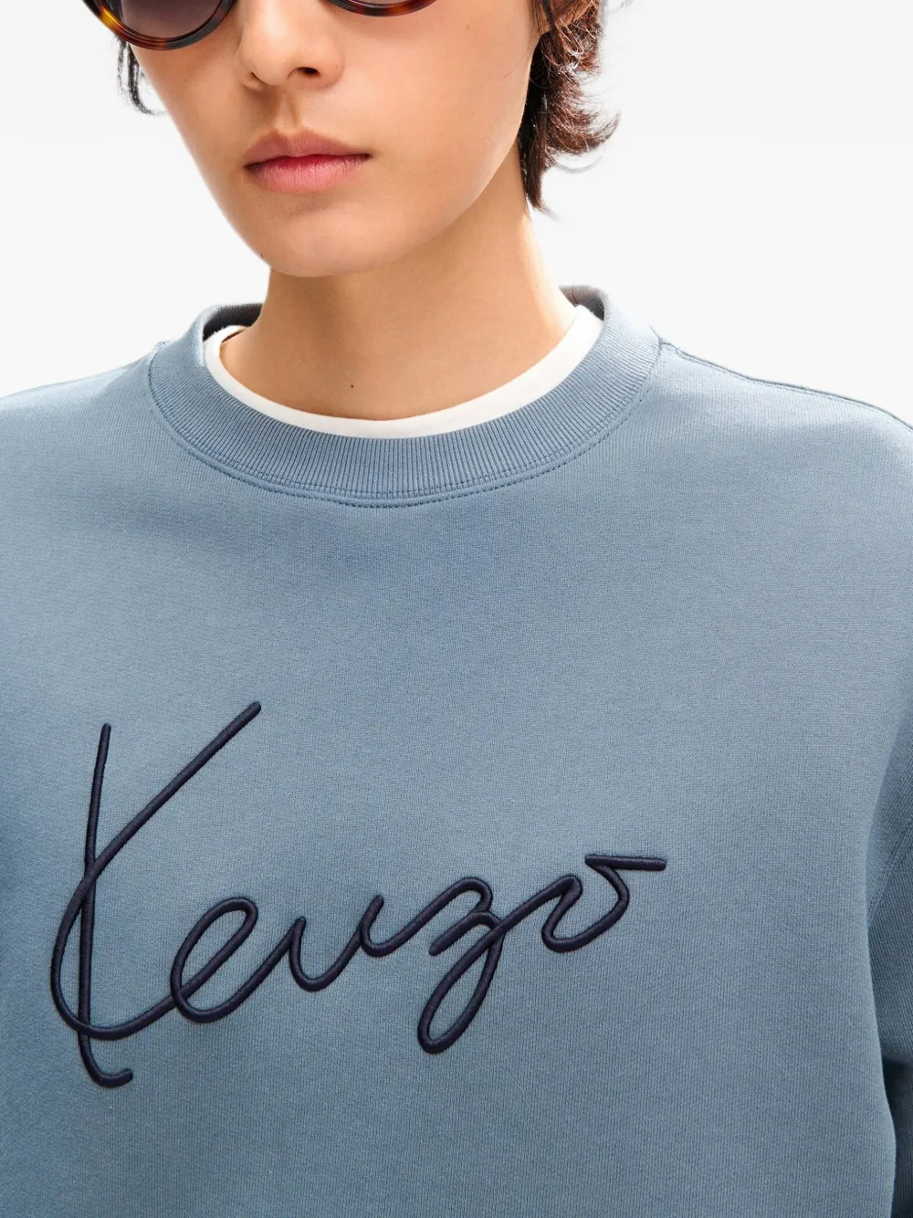 Kenzo Katoenen sweater met borduurwerk Blauw