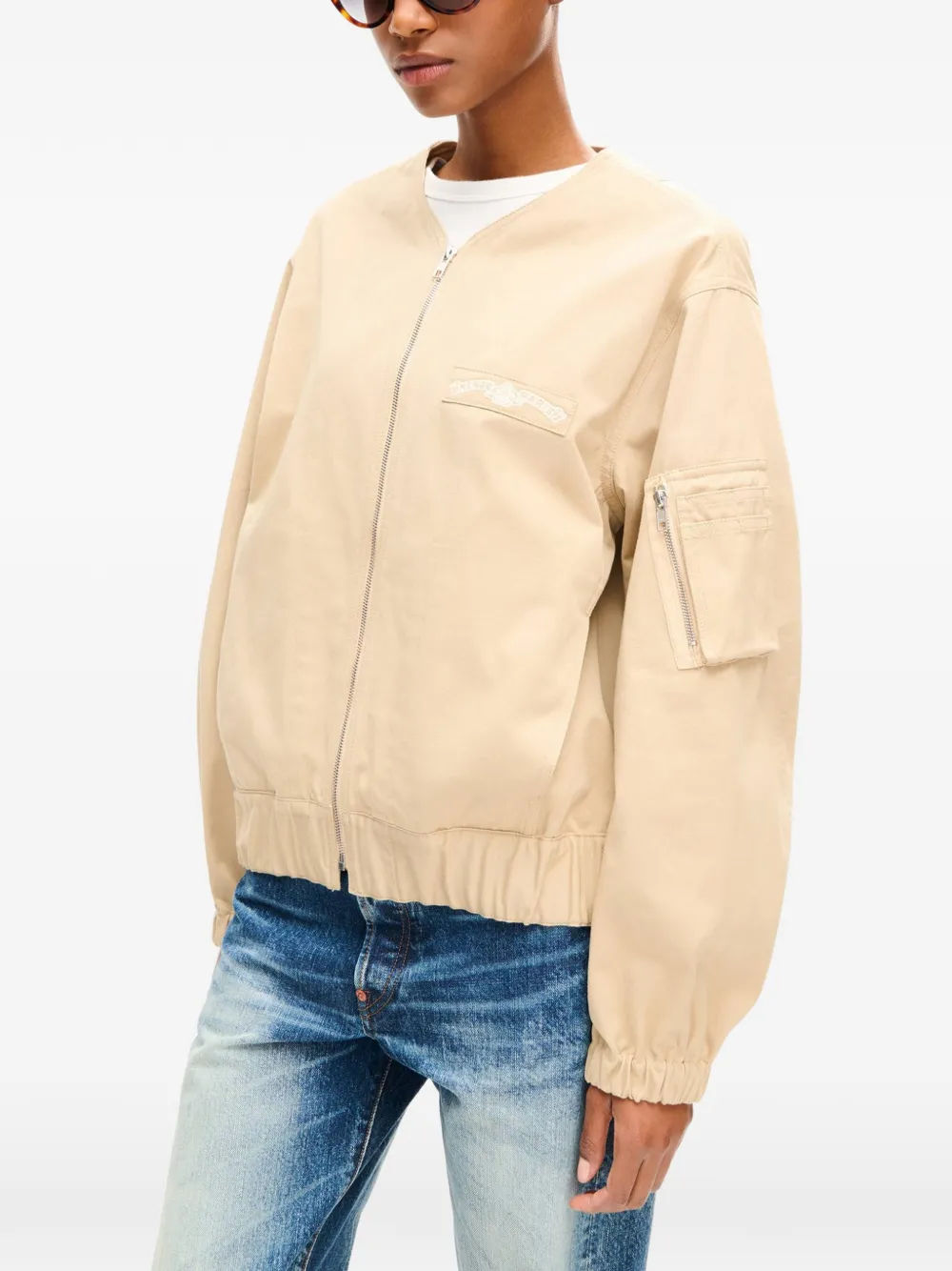 Kenzo Paris Emblem kraagloos bomberjack Beige