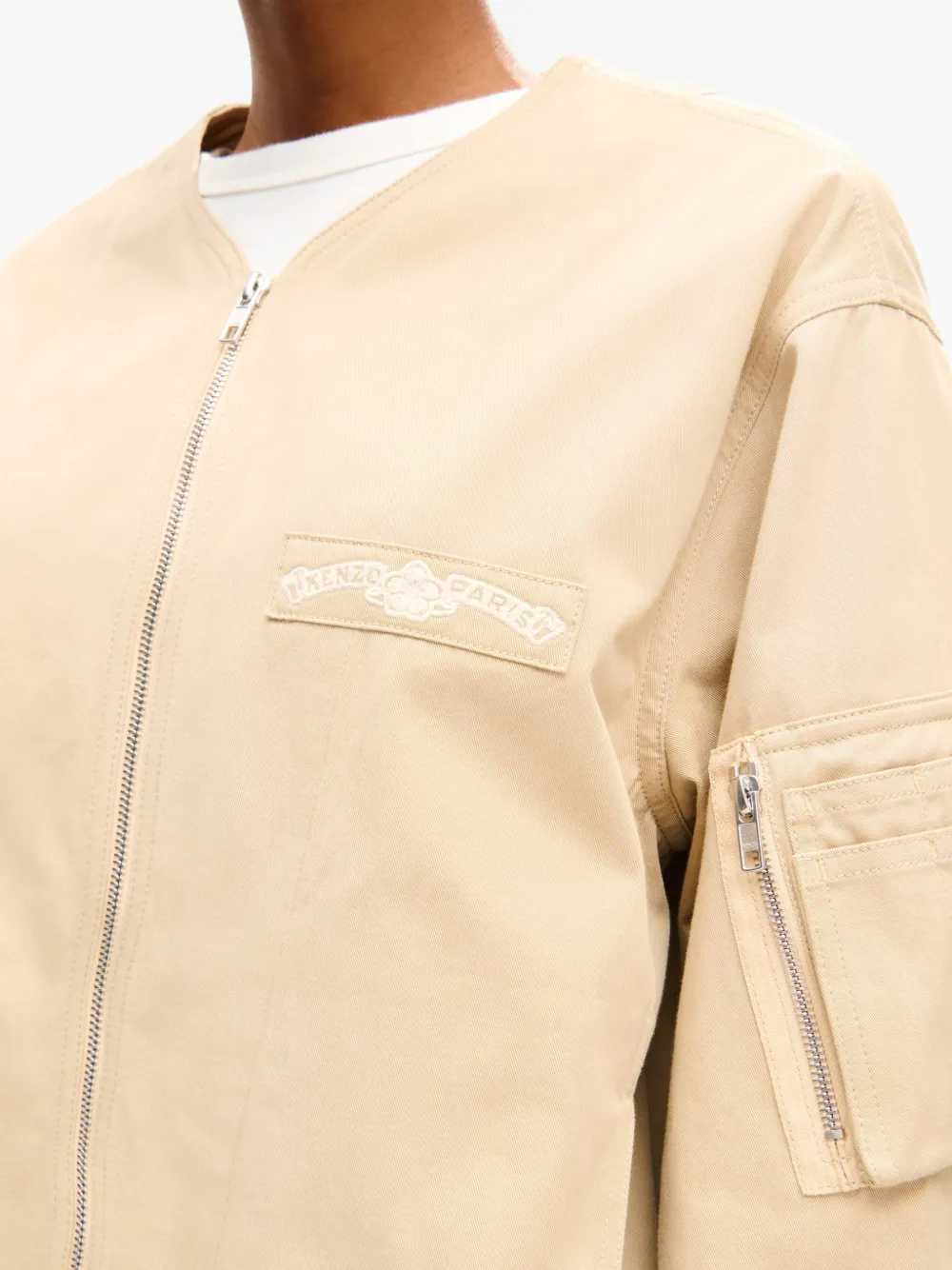 Kenzo Paris Emblem kraagloos bomberjack Beige