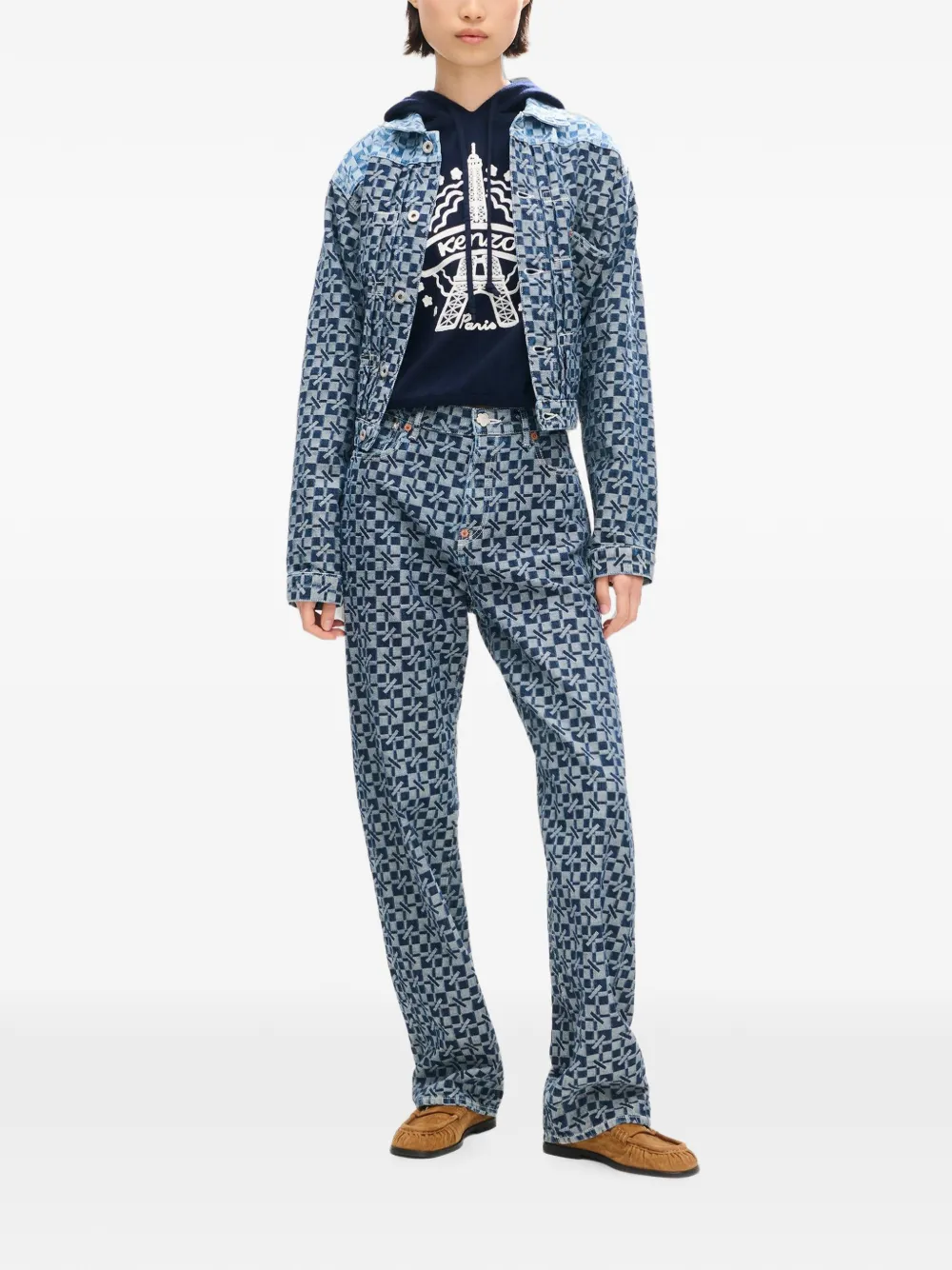 Kenzo Hoodie met Eiffeltoren-borduurwerk Blauw