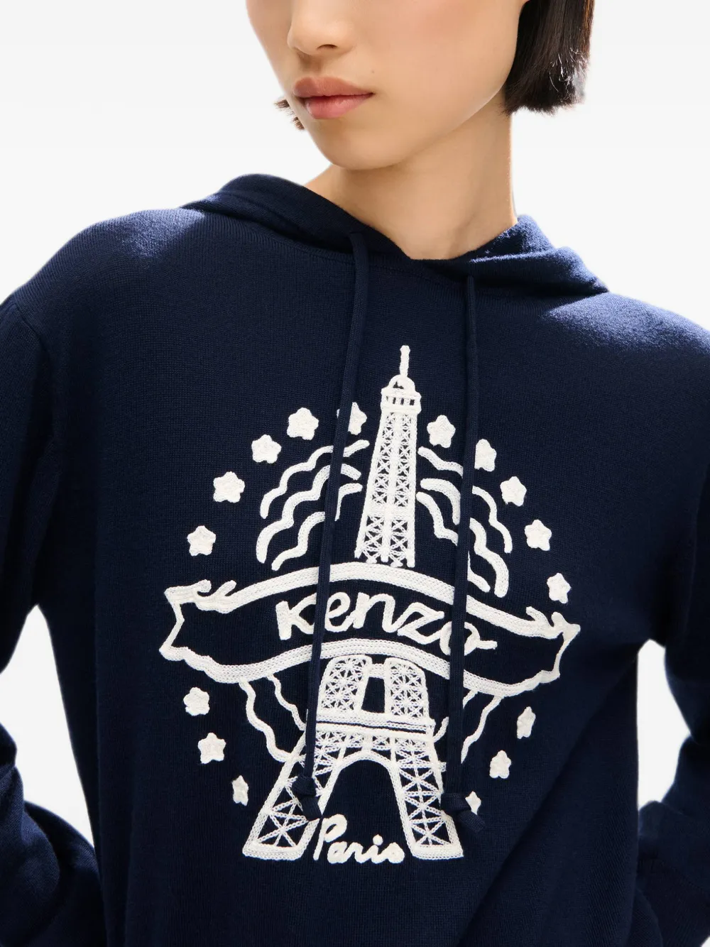Kenzo Hoodie met Eiffeltoren-borduurwerk Blauw