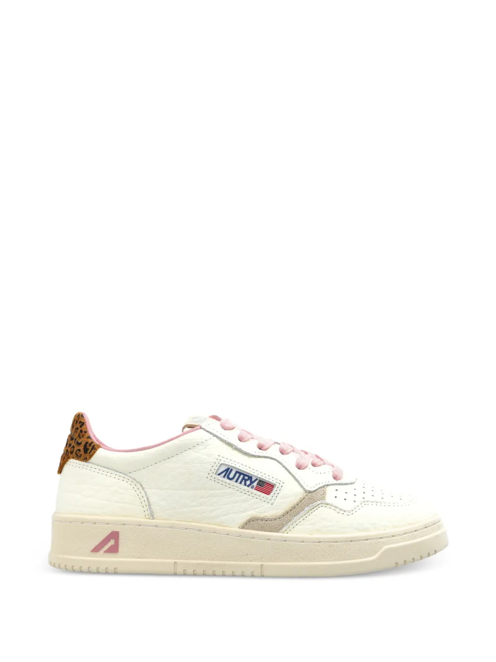 Autry Medalist low sneakers in sand and leopard leather - Nude