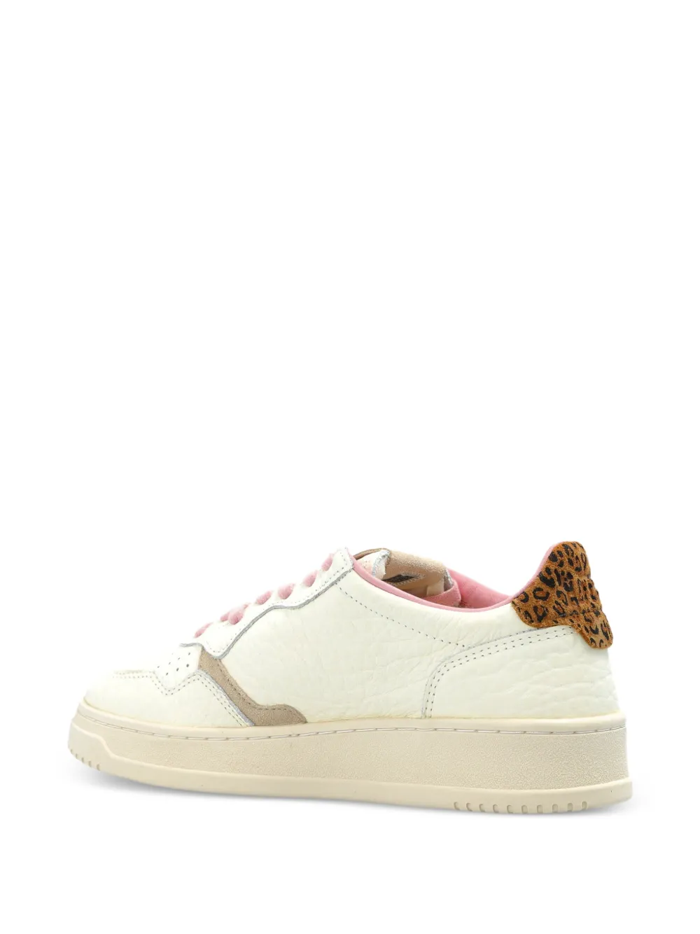 Autry Medalist low-top leren sneakers met luipaard-print Beige