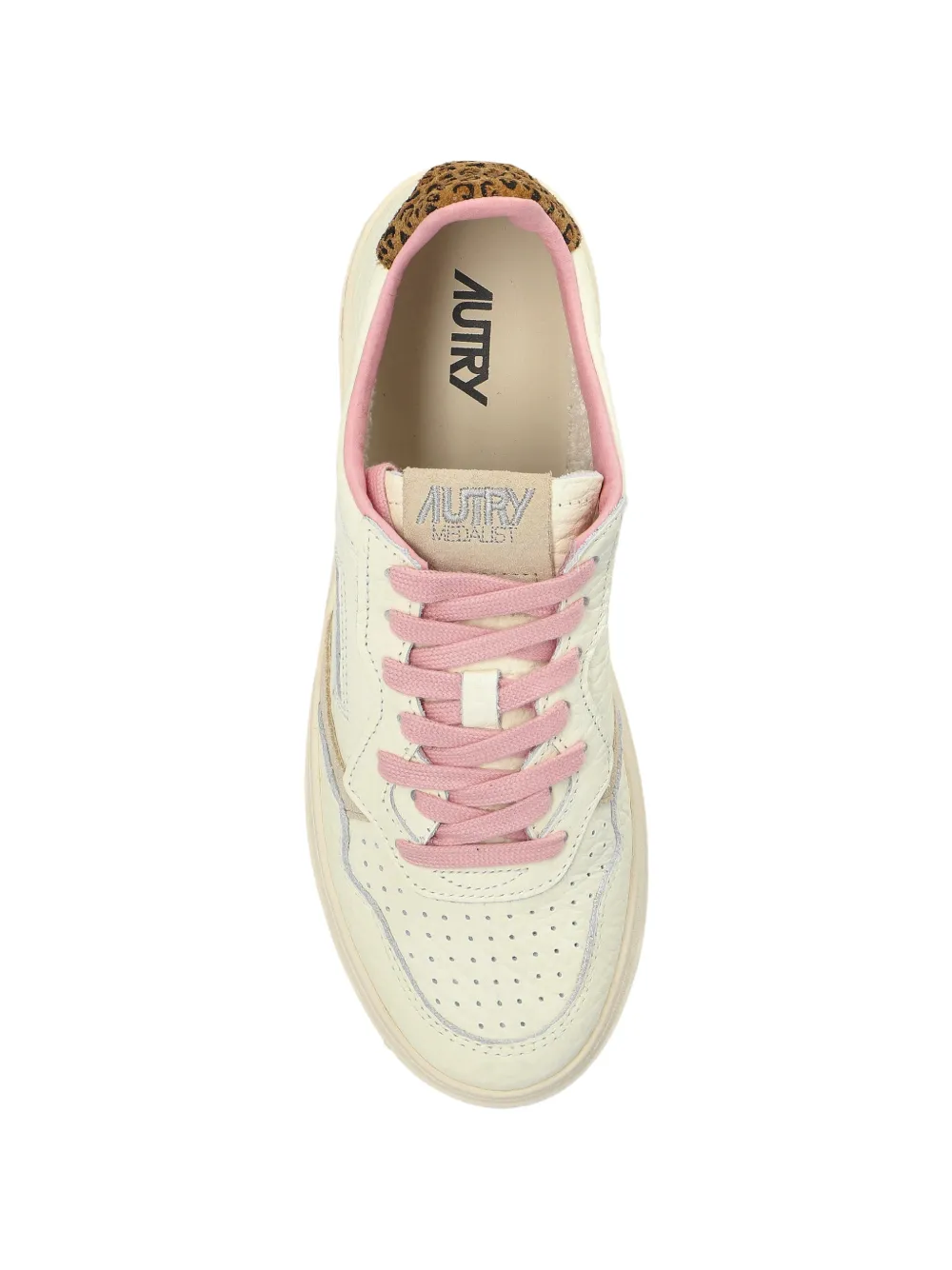 Autry Medalist low-top leren sneakers met luipaard-print Beige