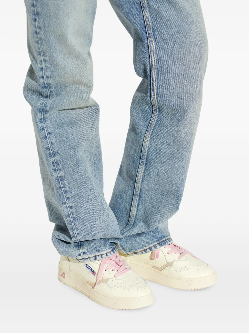 Autry Medalist low-top leren sneakers met luipaard-print Beige