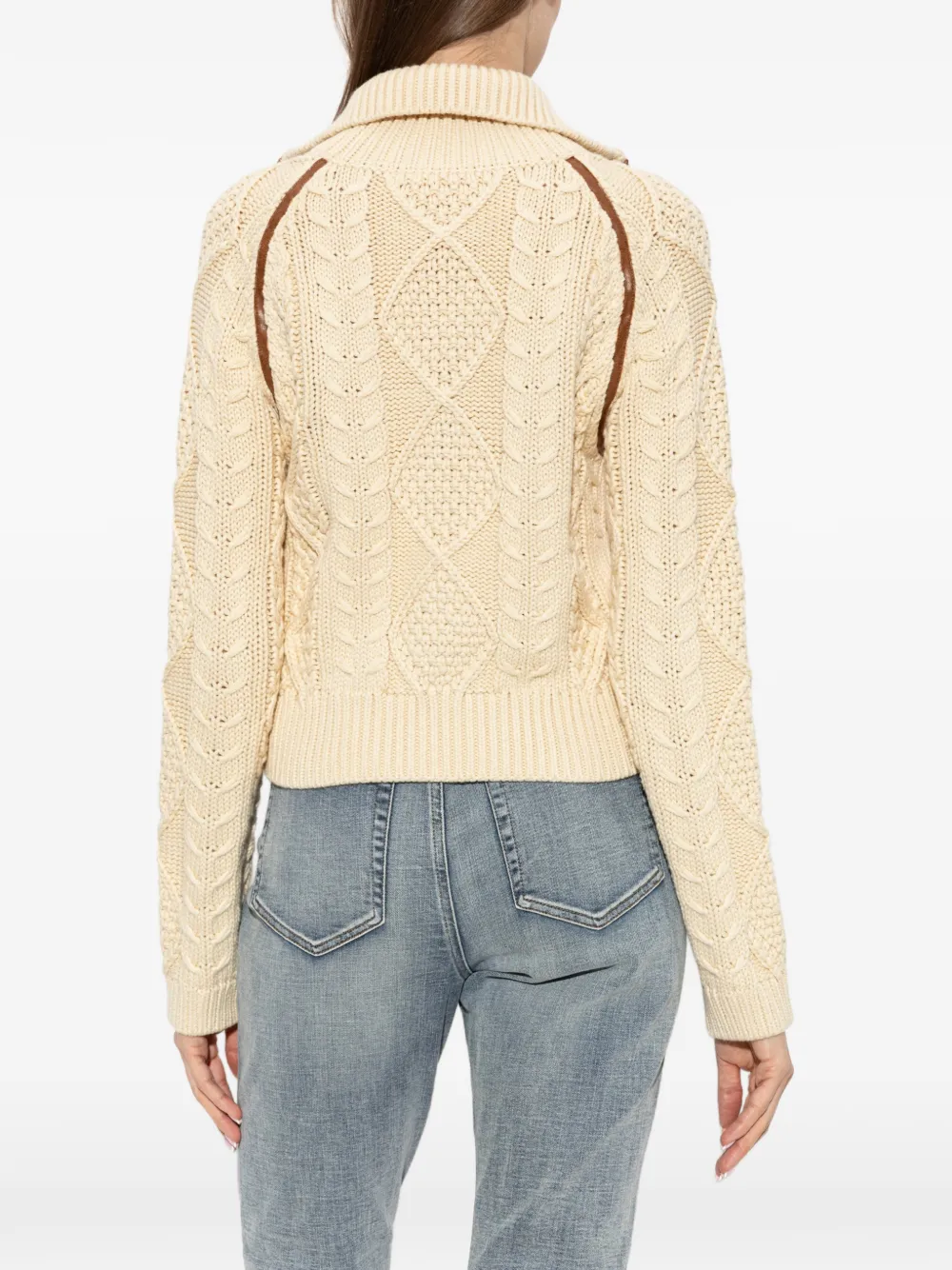 Diesel Kabelgebreid vest met contrasterende banden Beige