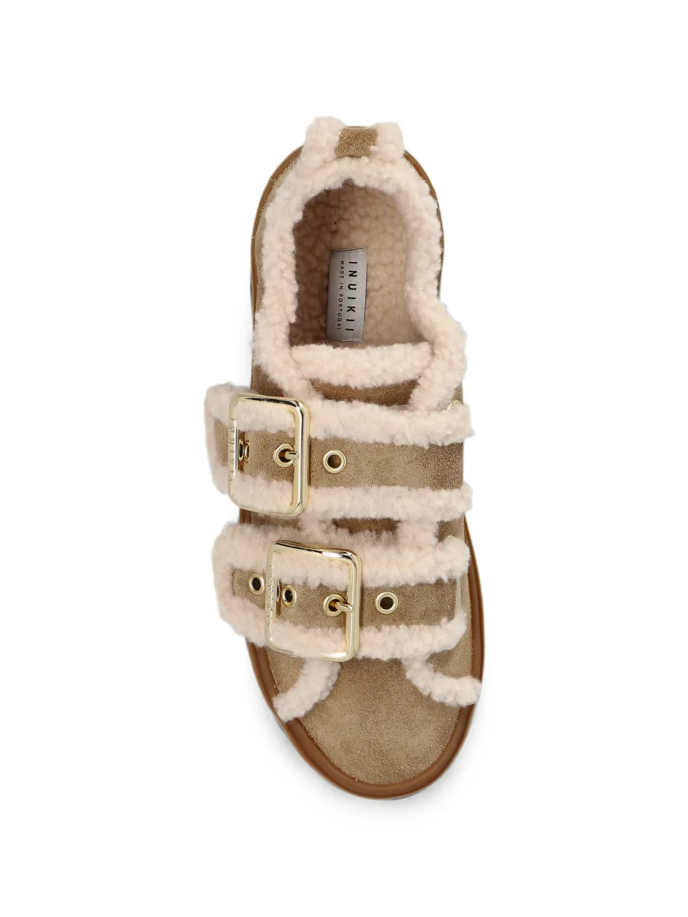 Inuikii Sneakers met lammy afwerking en gesp Bruin
