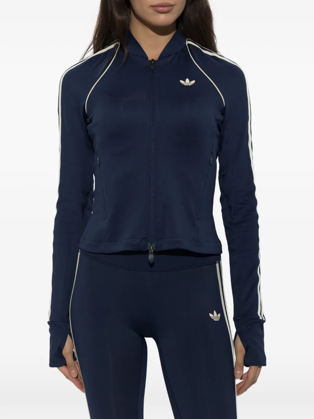 adidas side-stripe zip-up sweatshirt Blauw