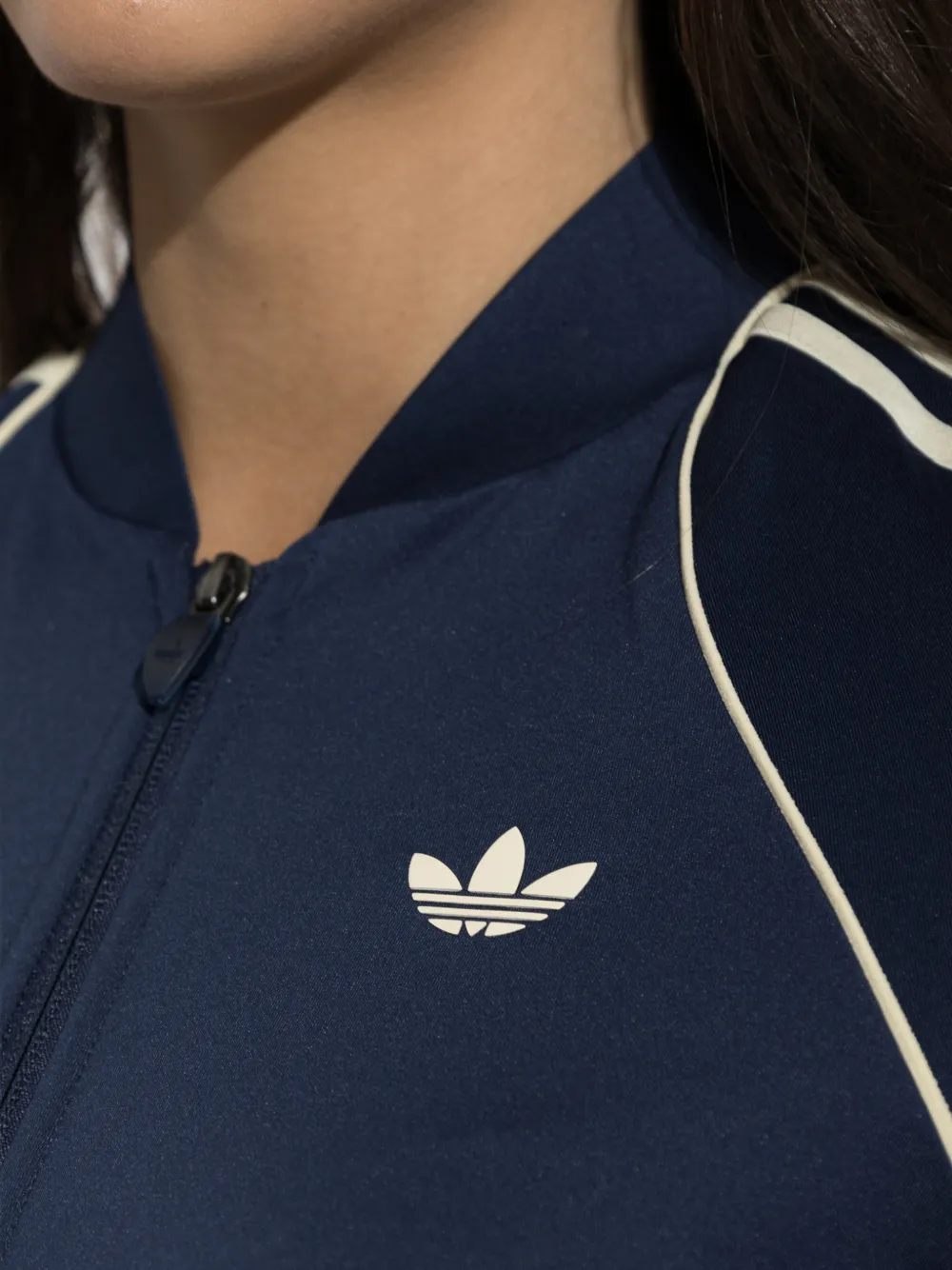 adidas side-stripe zip-up sweatshirt Blauw