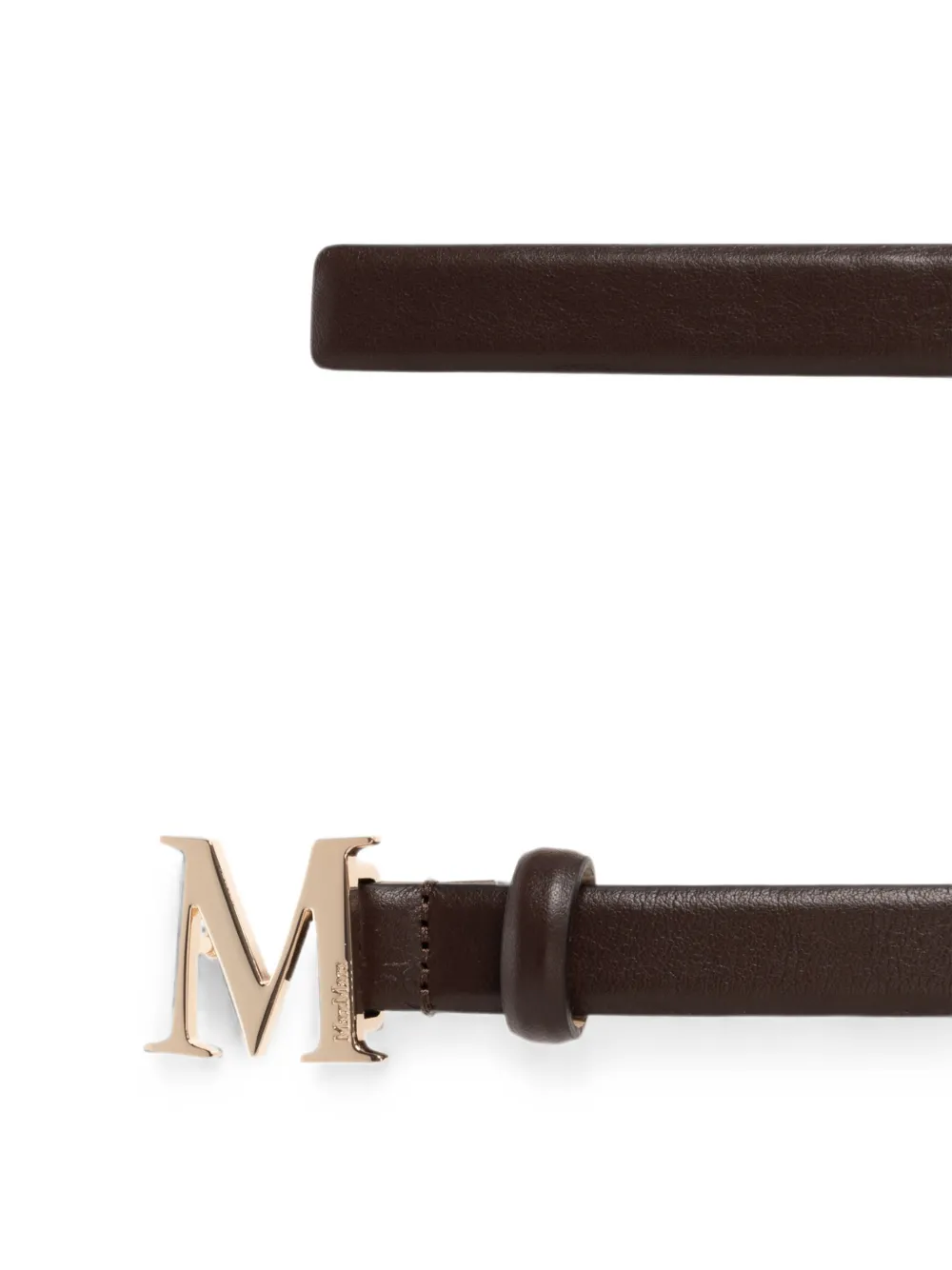 Max Mara Leren riem met logoplakkaat Bruin