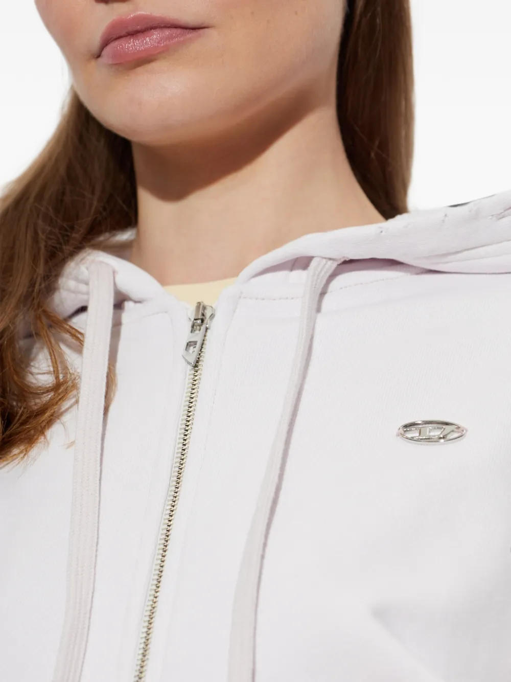 Diesel Hoodie verfraaid met kristallen en rits Wit