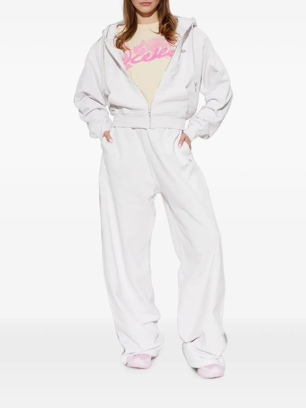 Diesel Hoodie verfraaid met kristallen en rits Wit