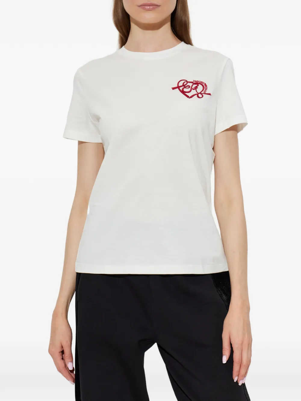 Emporio Armani Valentine's Day Capsule slim-fit T-shirt van gemerceriseerd jersey Wit