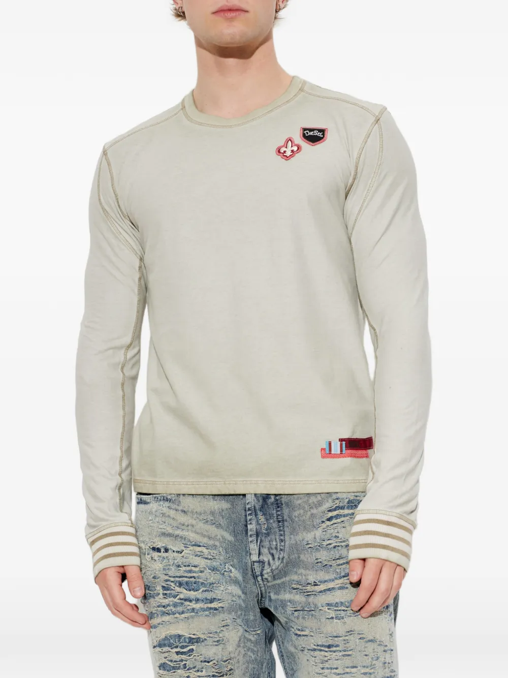 Diesel T-shirt met patchdetail Wit