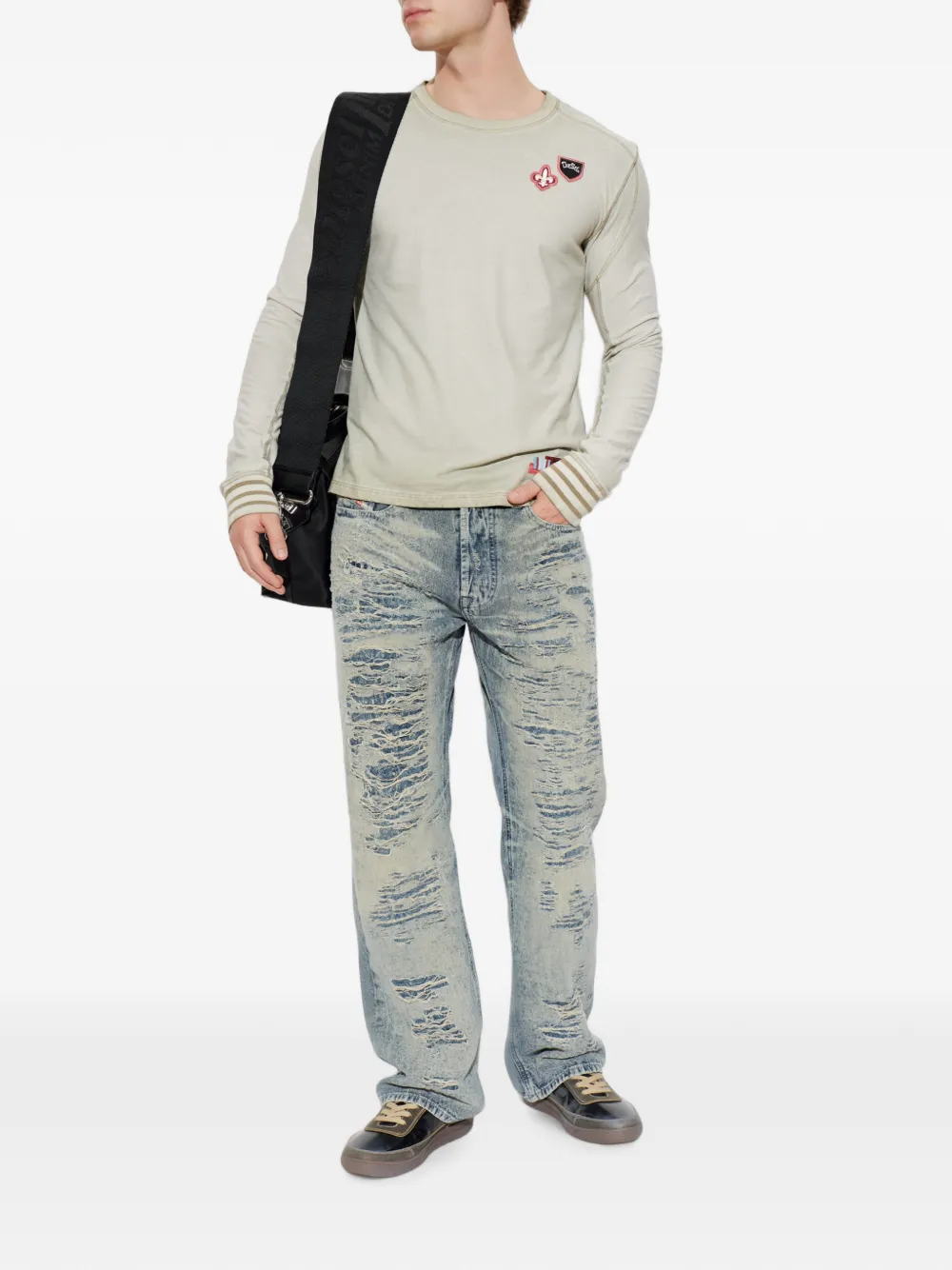 Diesel T-shirt met patchdetail Wit