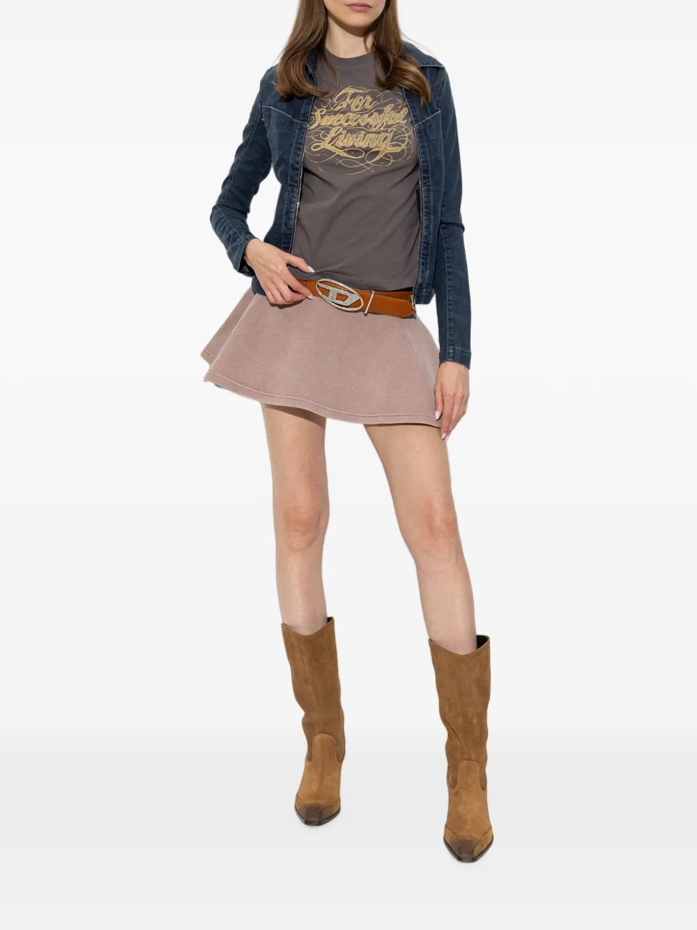 Diesel T-shirt met logo-print Grijs