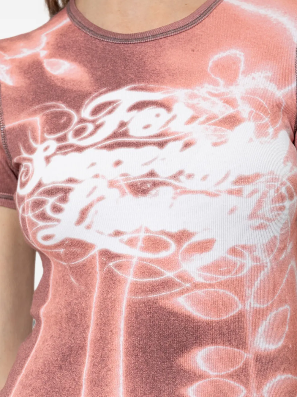 Diesel Ribgebreid T-shirt met grafische print Roze