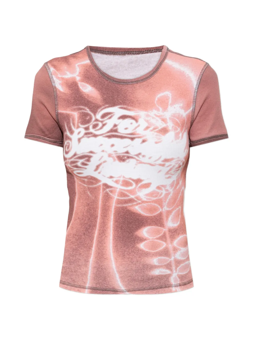 Diesel graphic-print ribbed-knit T-shirt - Rosa
