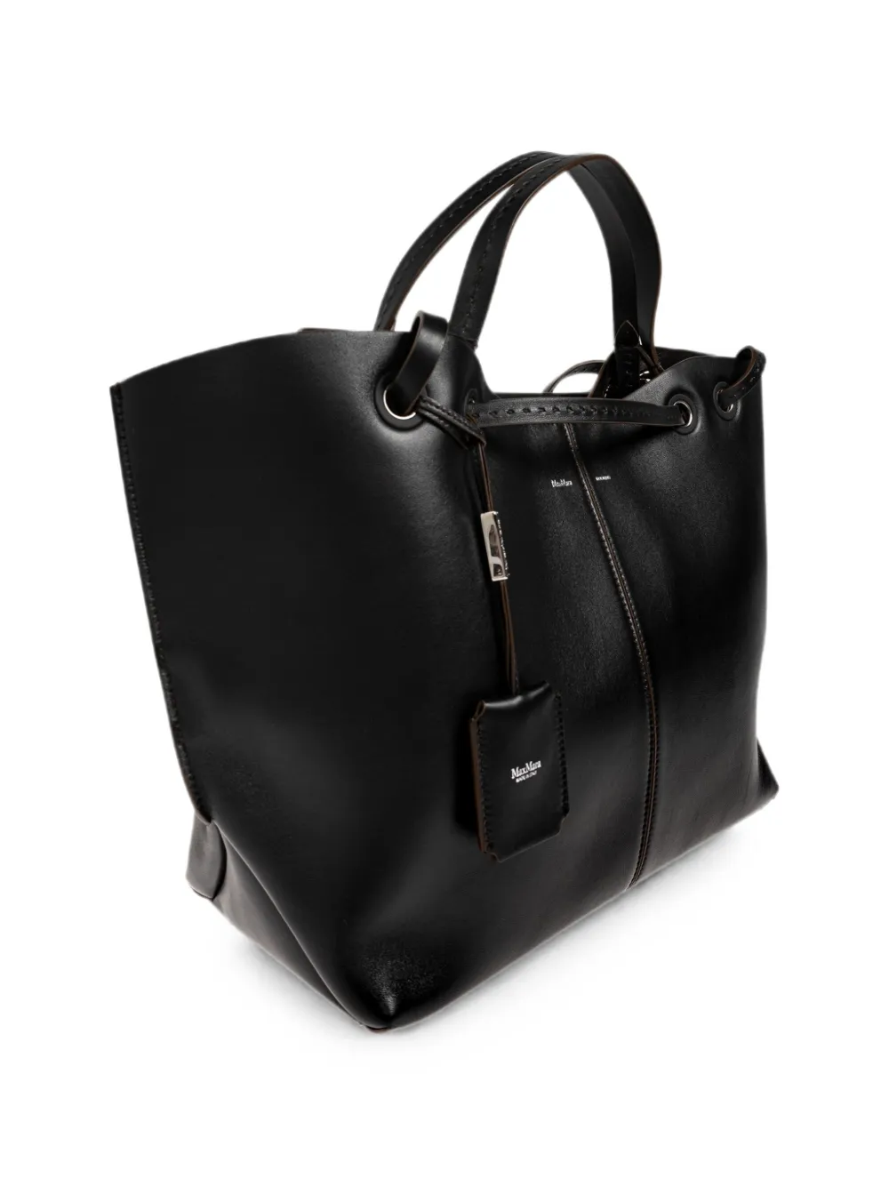 Max Mara Mixed Doubles leren shopper Zwart