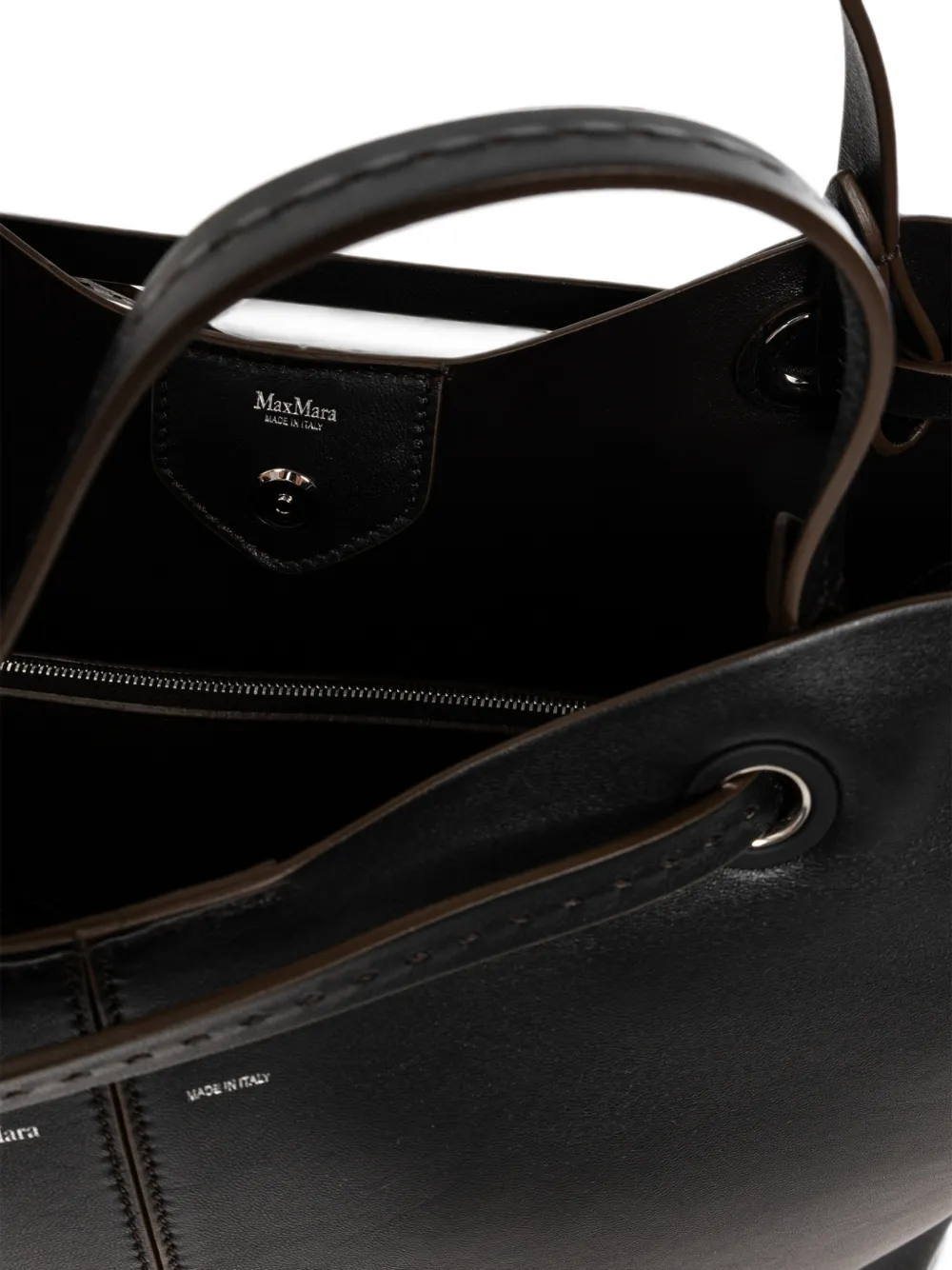 Max Mara Mixed Doubles leren shopper Zwart