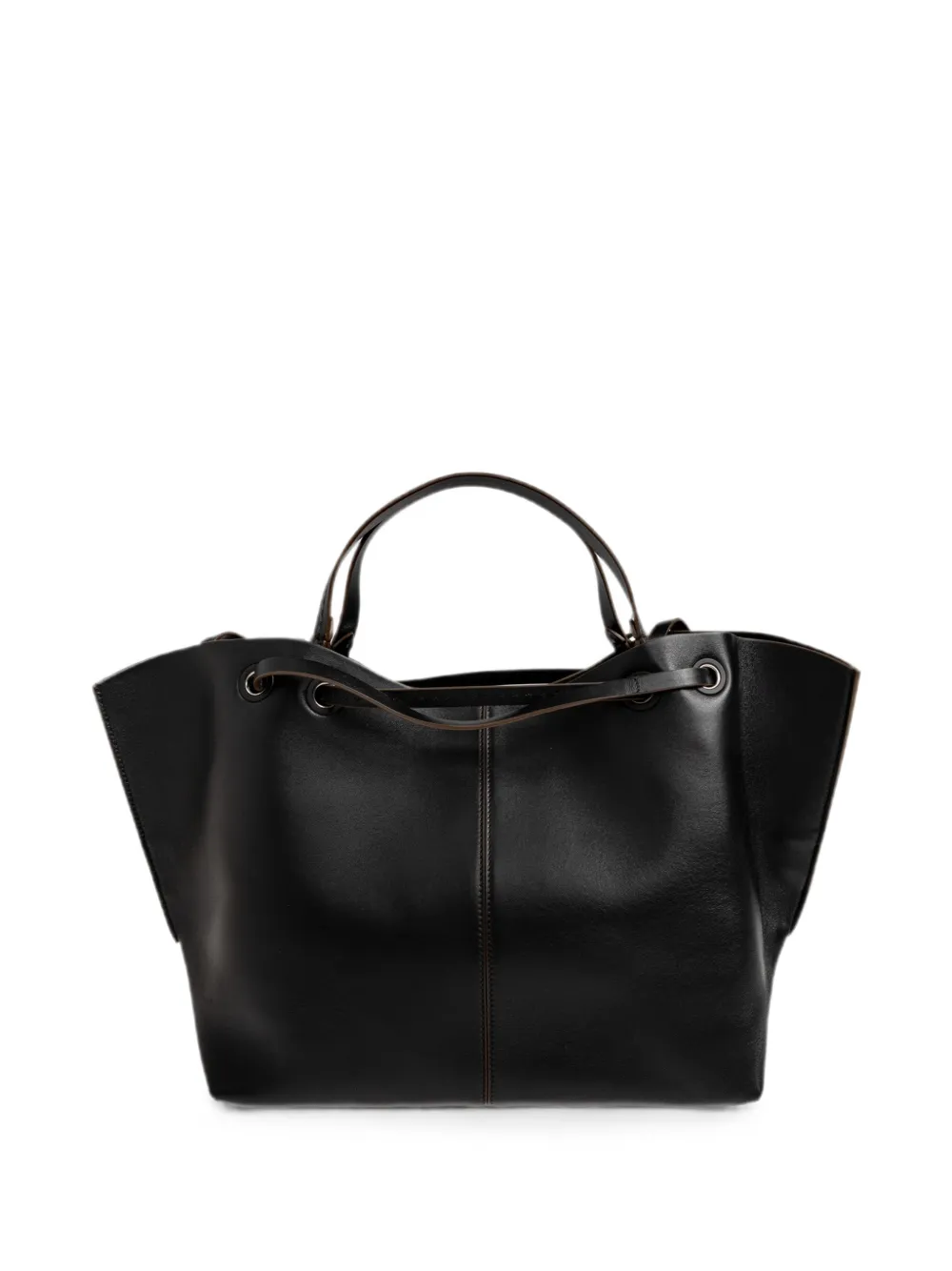 Max Mara Mixed Doubles leren shopper Zwart
