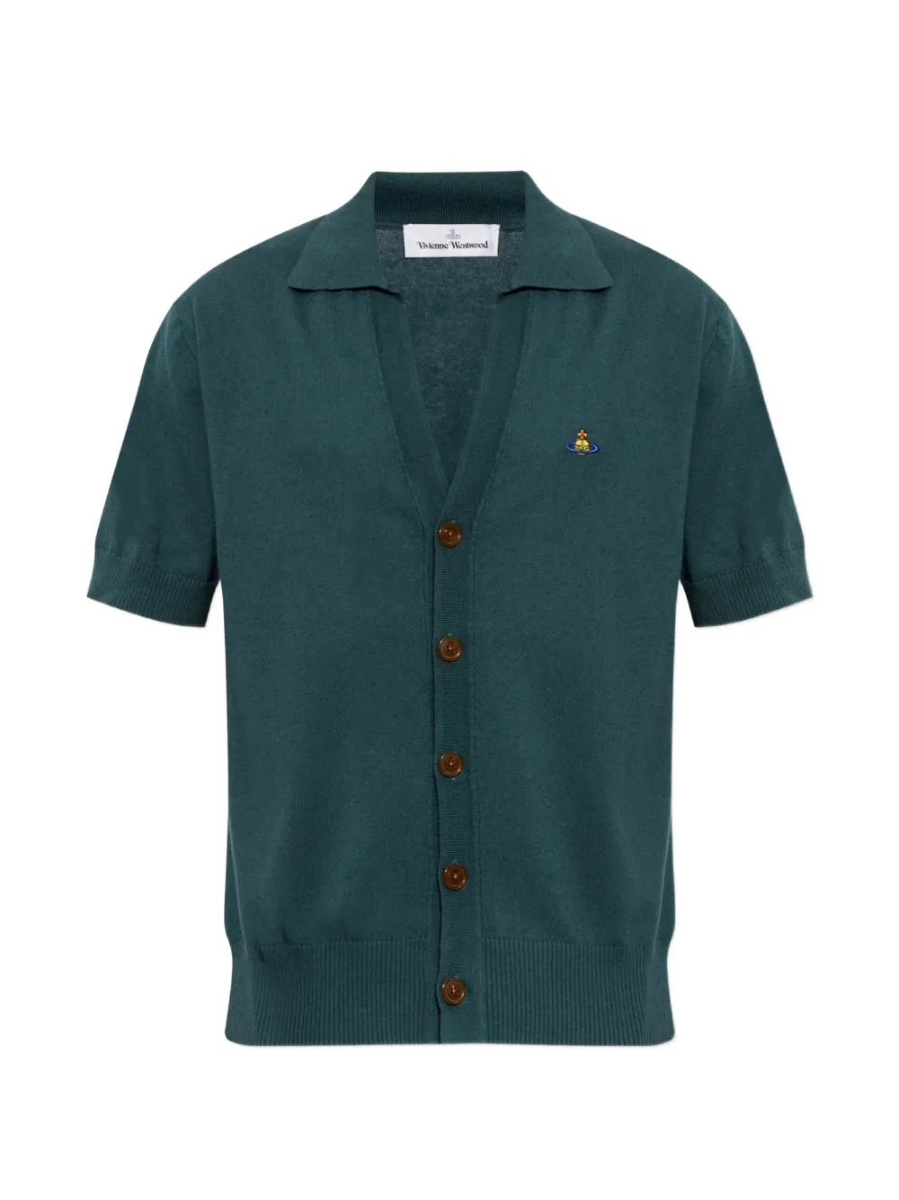 Vivienne Westwood Orb-embroidered short-sleeve cardigan - Verde