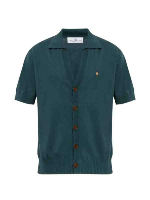 Vivienne Westwood Orb-embroidered Short-sleeve Cardigan in Green