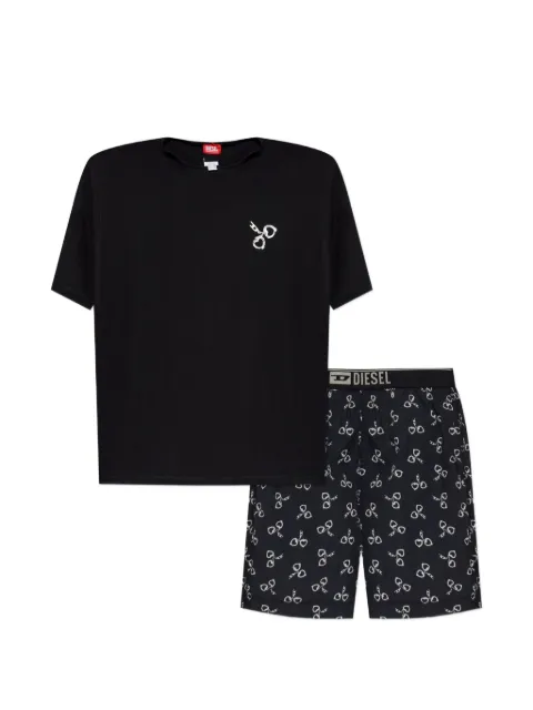 Diesel cotton pyjama set with handcuff print