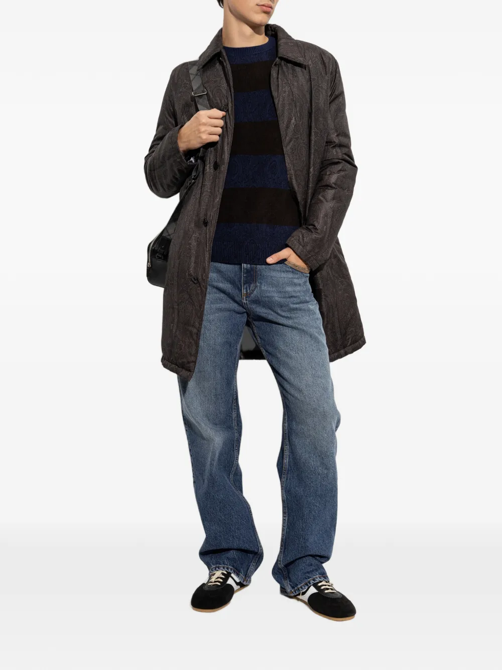 ETRO Gestreepte trui met paisley-print Blauw