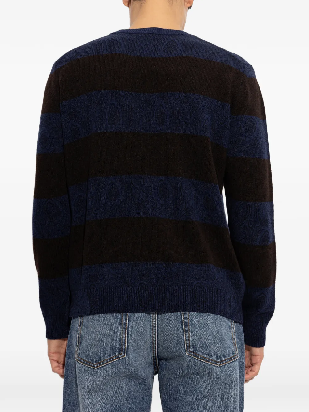 ETRO Gestreepte trui met paisley-print Blauw