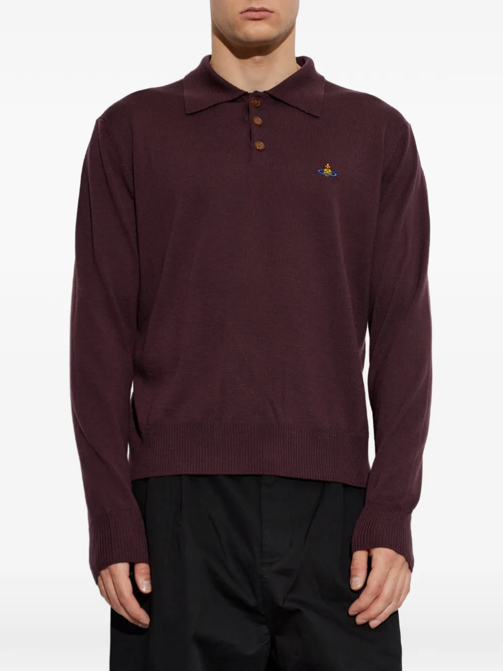 Vivienne Westwood Mark wollen poloshirt met Orb-borduurwerk Paars
