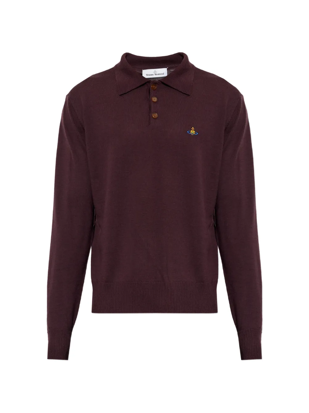 Vivienne Westwood Orb-embroidered polo-collar sweater - Viola