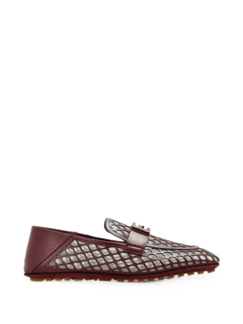 FENDI Baguette burgundy leather loafers