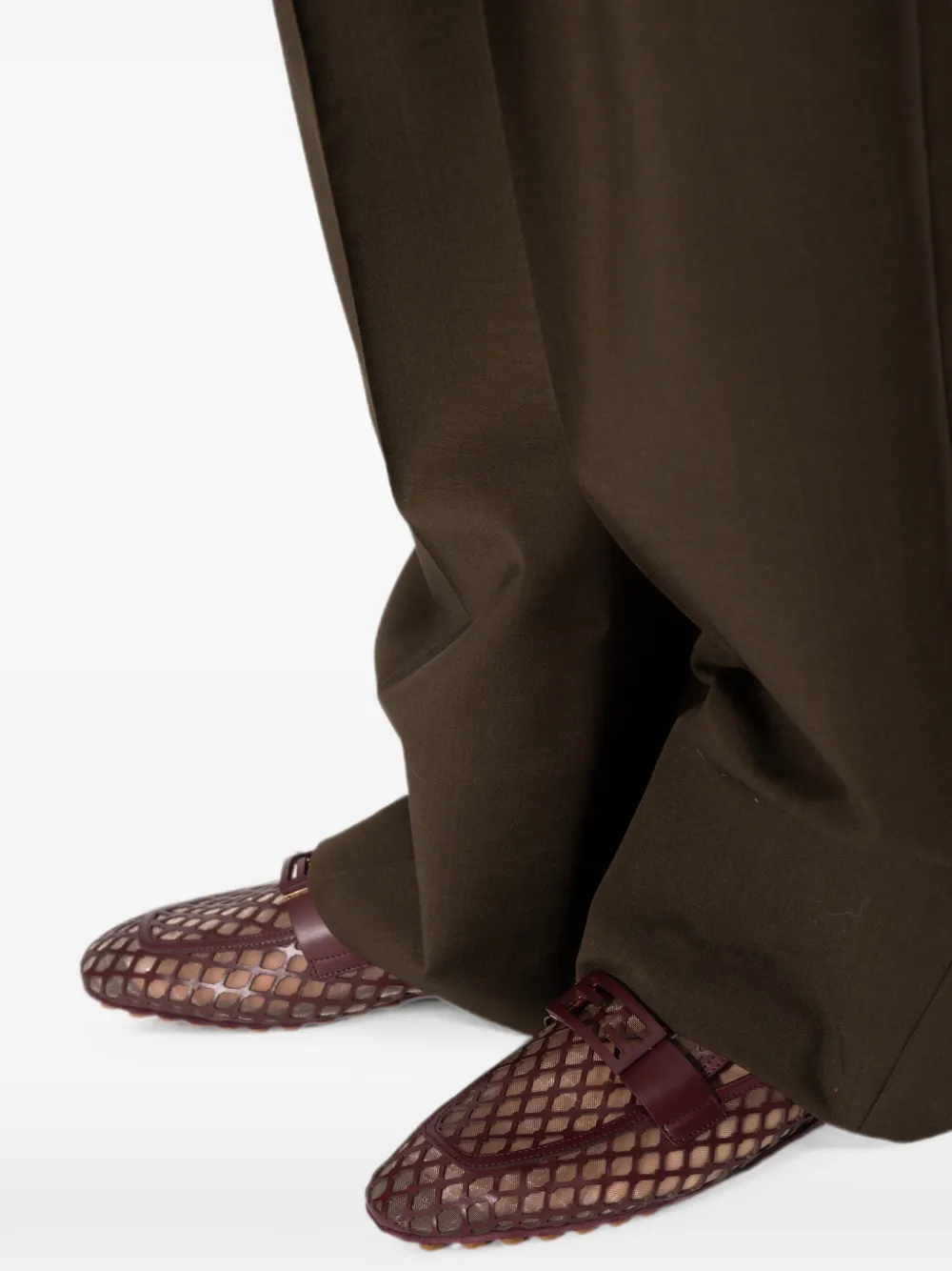 FENDI Baguette bordeauxrode leren loafers Rood