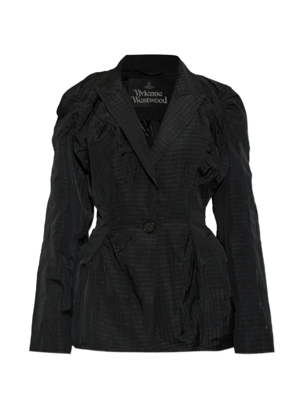Vivienne Westwood Cloud Ruched Check Blazer in Black