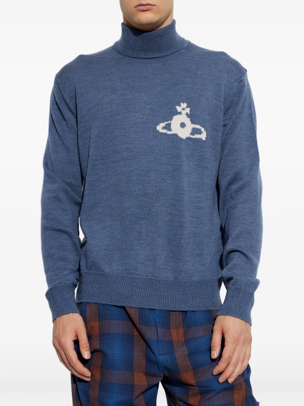 Vivienne Westwood orb-intarsia roll-neck sweater Blauw