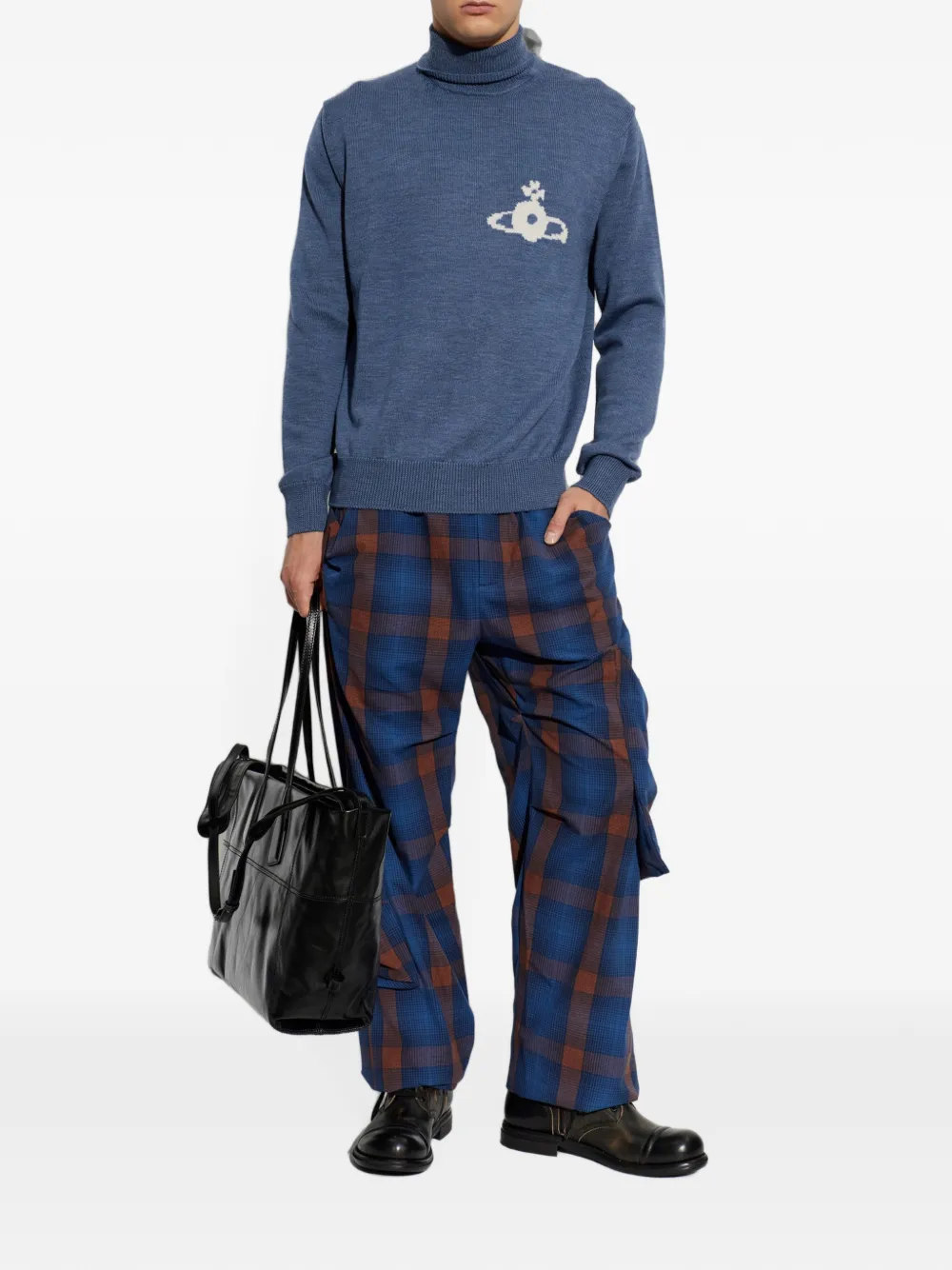 Vivienne Westwood orb-intarsia roll-neck sweater Blauw