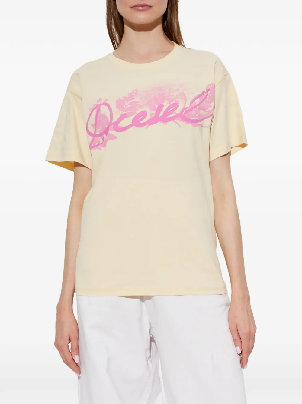 Diesel T-shirt met logoprint Geel