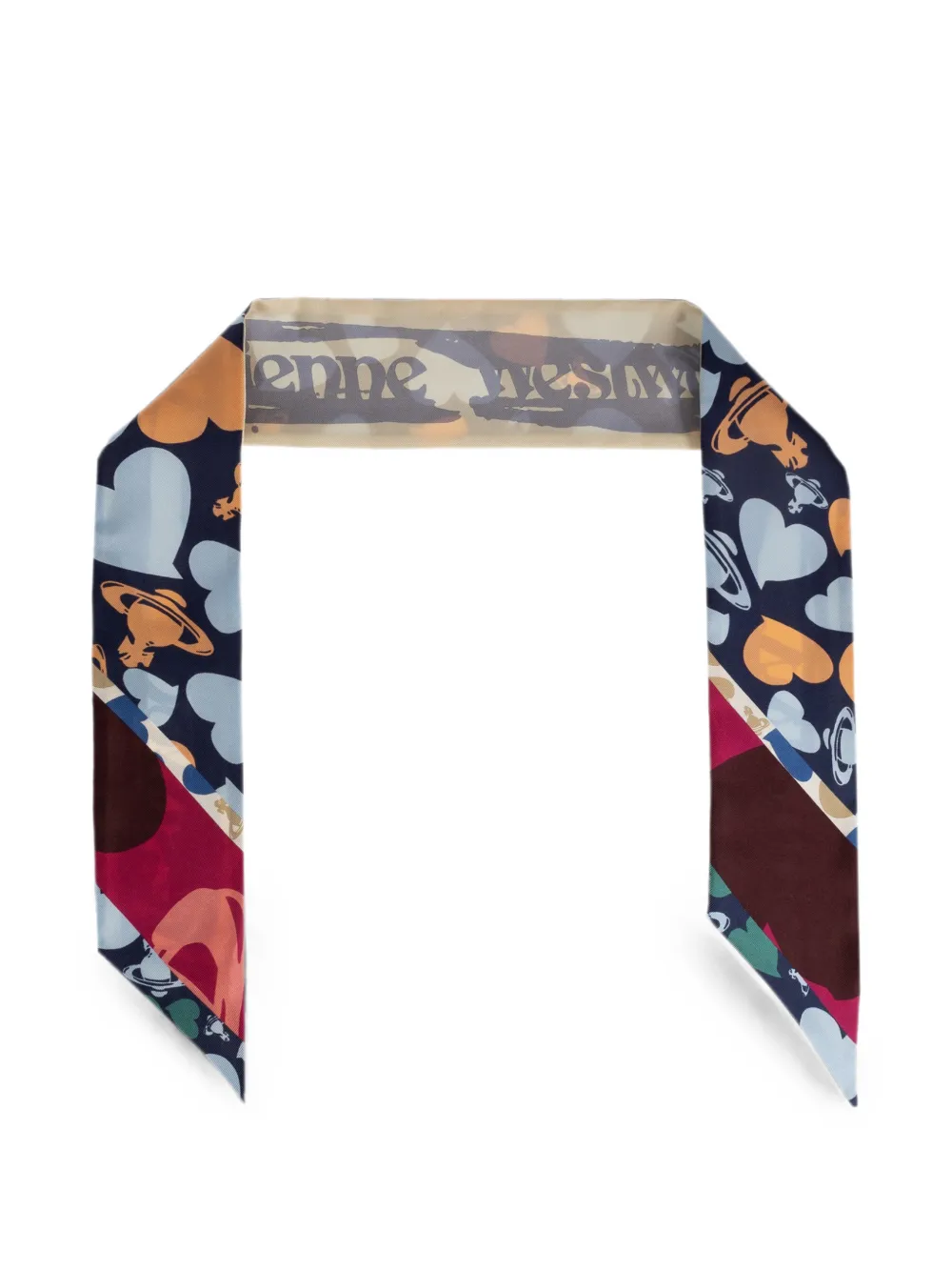 Vivienne Westwood Orb-print heart-pattern scarf - Blu