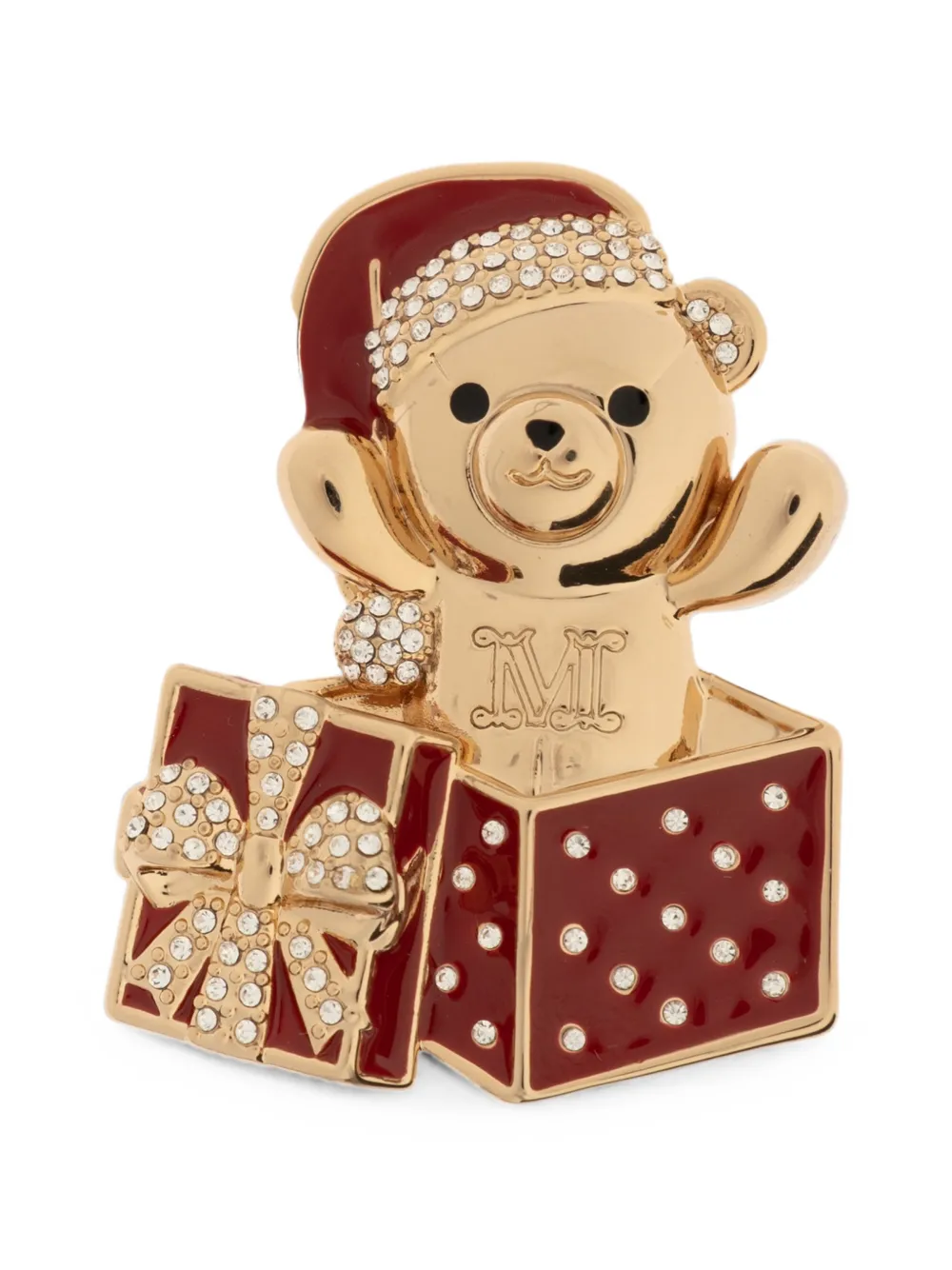 Max Mara Teddy bear-shaped crystal-embellished brooch - Gold