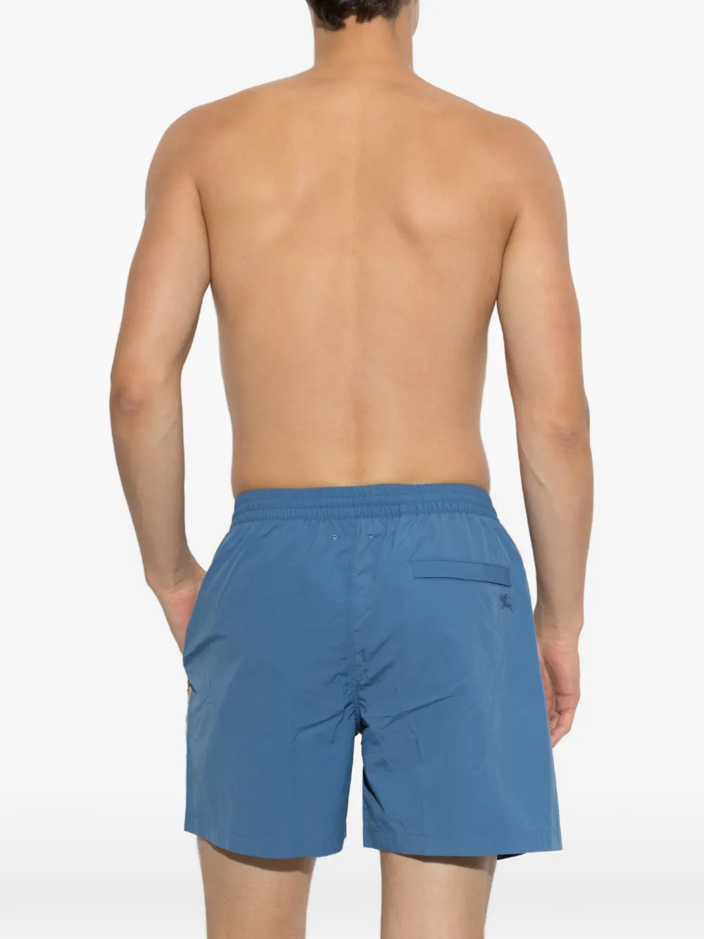 Burberry check-panel swim shorts Blauw
