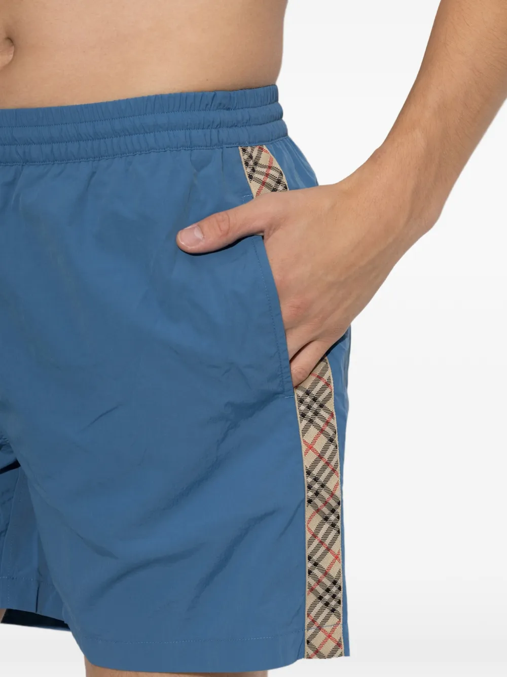 Burberry check-panel swim shorts Blauw